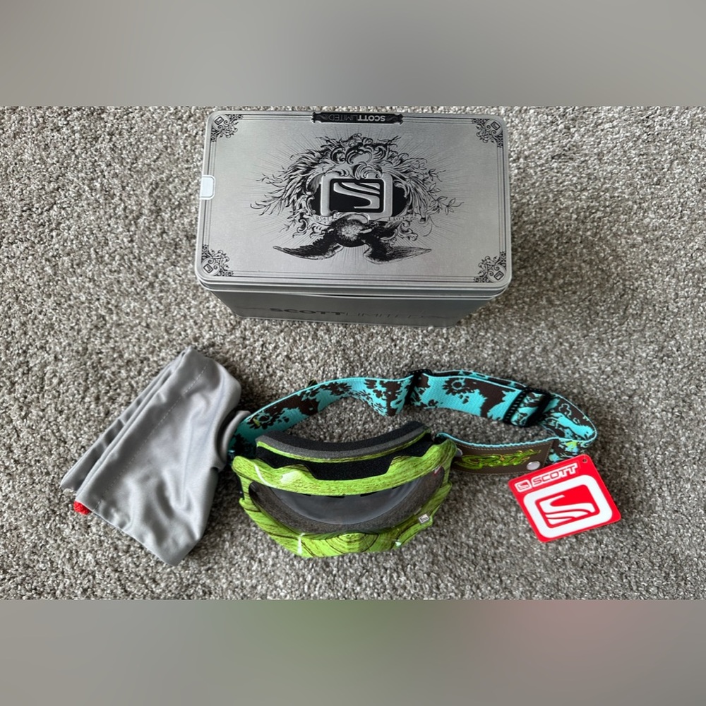 Scott Lime Green and Black Goggles with Case